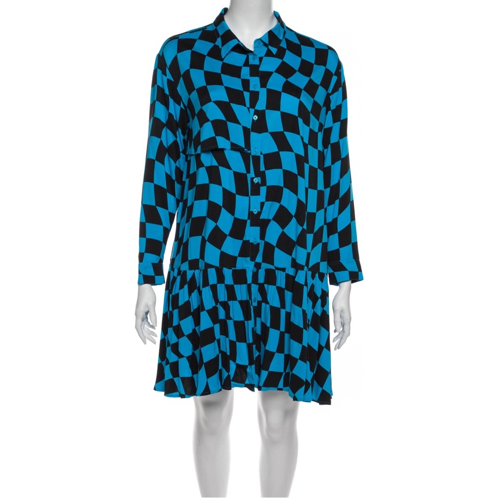 11 Honore Blue Black Checkered Dress size 16